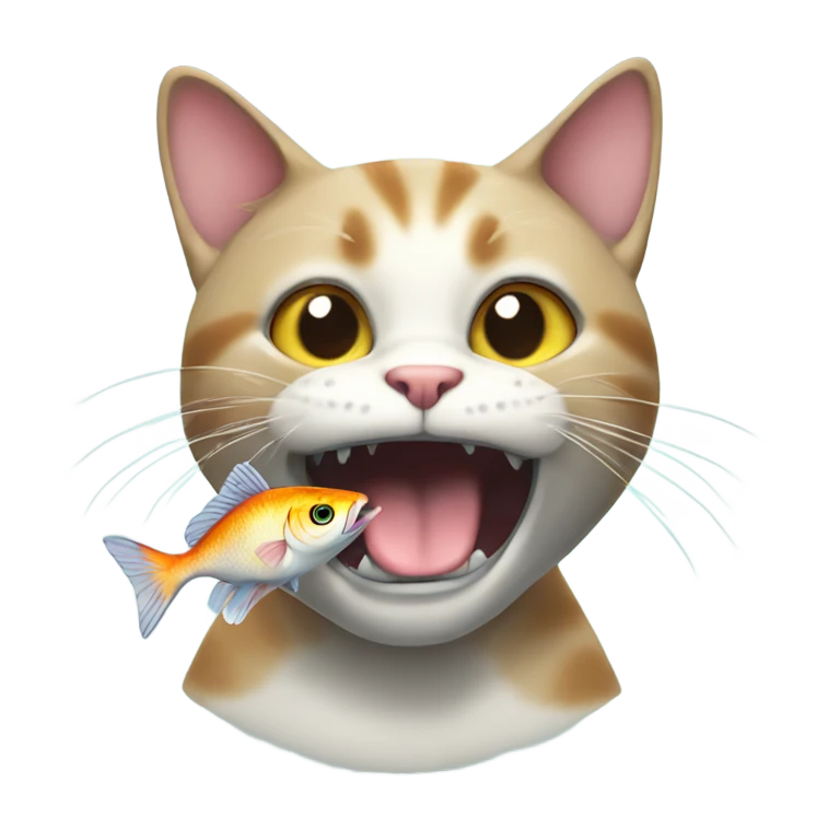 Cat with fish in mouth emoji