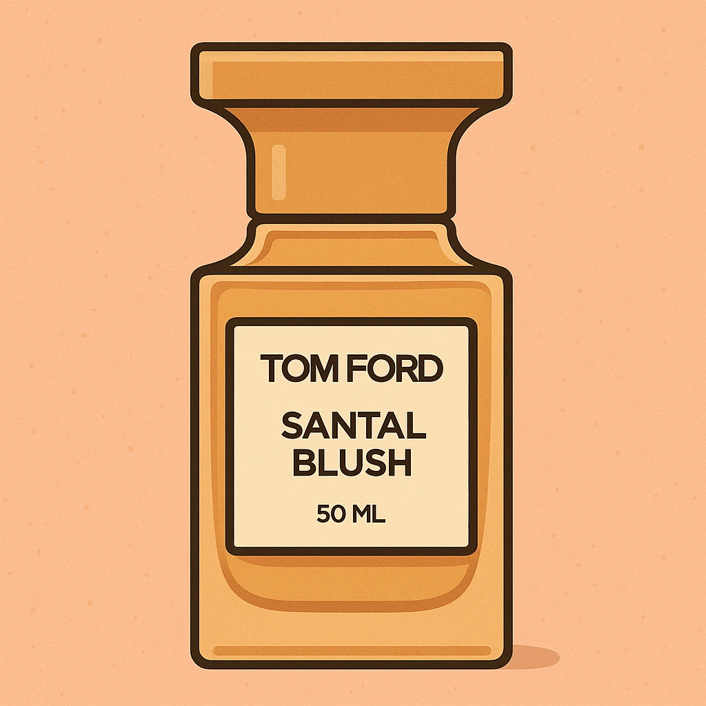 Flat toon style illustration of Tom Ford santal blush perfume  emoji