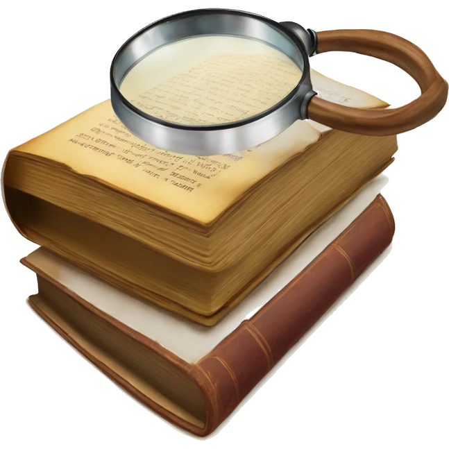 vintage book with magnifying glass emoji