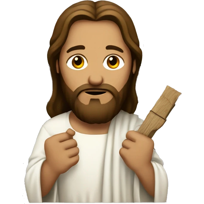 Jesus holding a cross and nails emoji