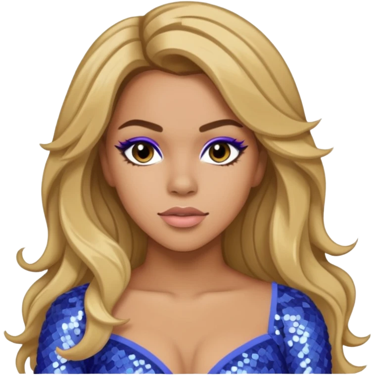 Dinah Jane from Fifth Harmony with long dark blonde hair, periwinkle sequin outfit emoji