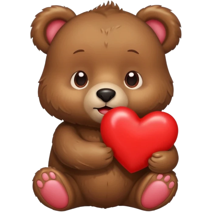 cute bear holding a red heart, simple and expressive emoji