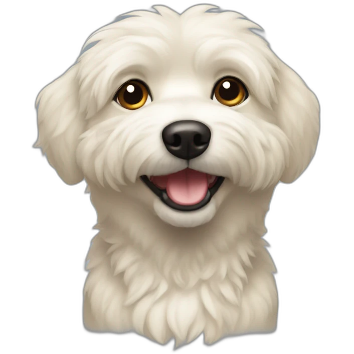 blonde eskipoo dog one ear up emoji