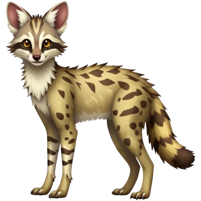 Feral Rare Fantasy light vibrant warm-colored Vernid-Sergal-Genet-species by LiLaiRa, random markings, tufted ears, full body, 4 legs emoji