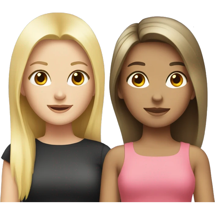 A blonde girl and a brunette girl emoji