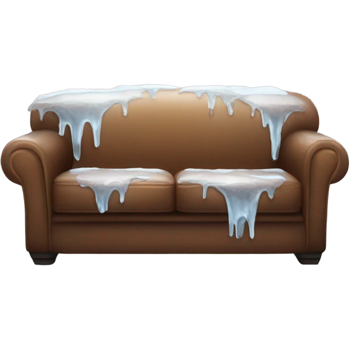 Brown sofa covered in ice emoji