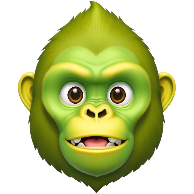 A hybrid creature with a yellow banana-shaped body and a bright green gorilla head emoji