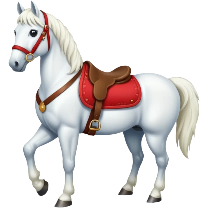 christmas new year's white horse with a red saddle emoji