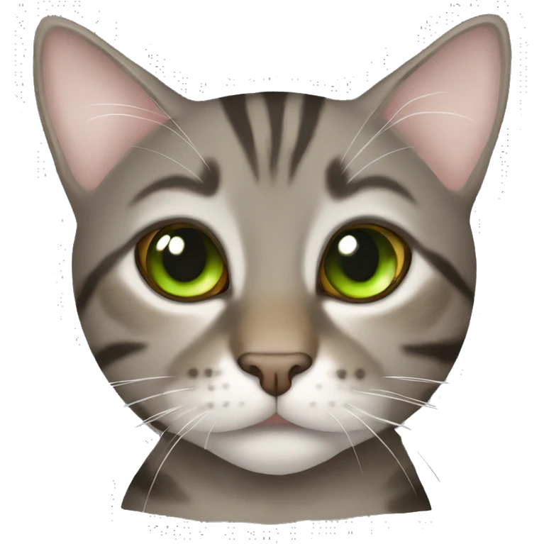 Tabby cat grey brown green eyes  emoji