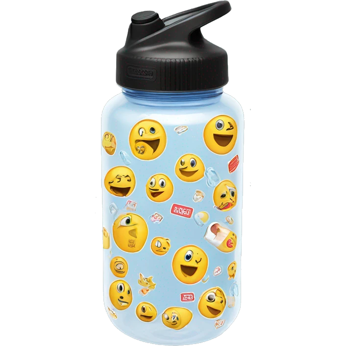 Nalgene water bottle with stickers emoji