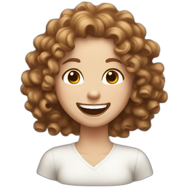 Curly White girl with brown hair laughing emoji