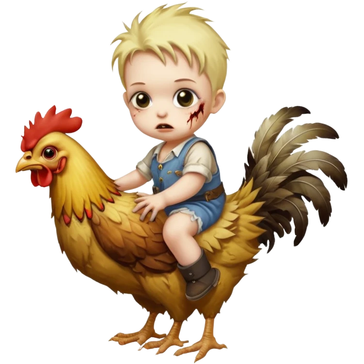 A zombie baby riding a chicken  emoji
