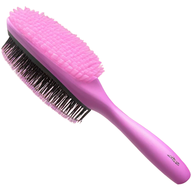 Pink hair brush emoji