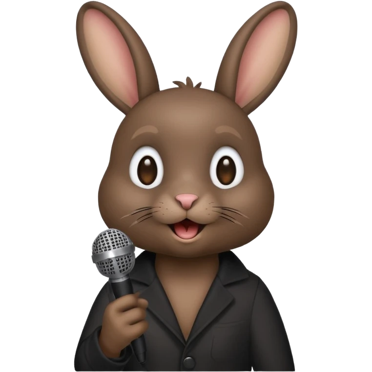 black bunnie singing , holding mic emoji