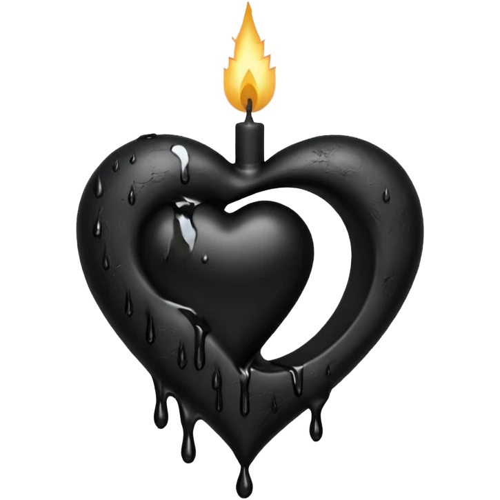 emo heart with crescent moon and black candle emoji