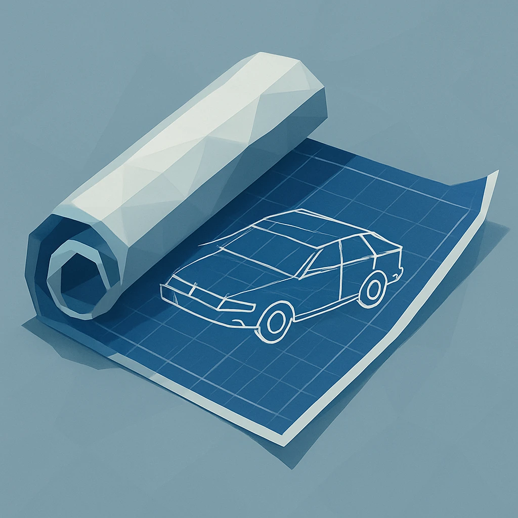 blueprint roll of a car emoji