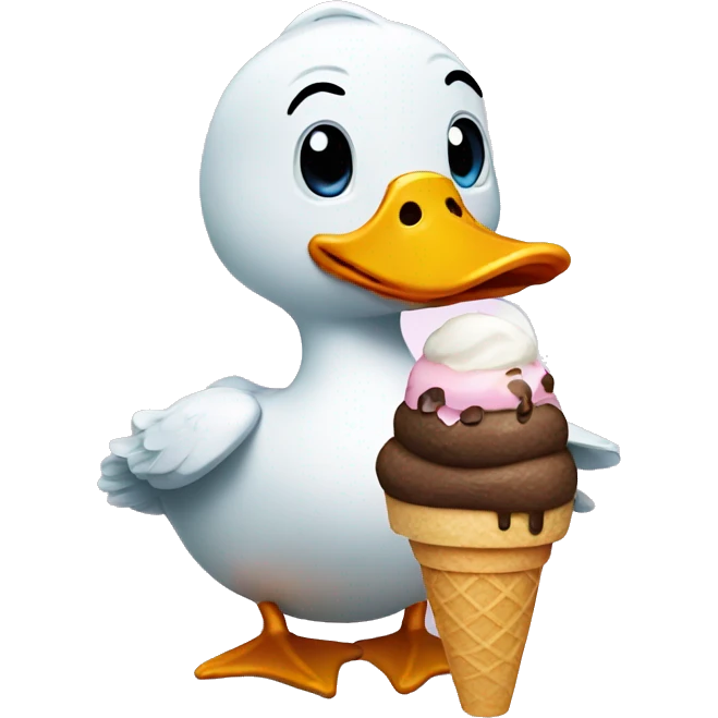 Duck with ice cream emoji