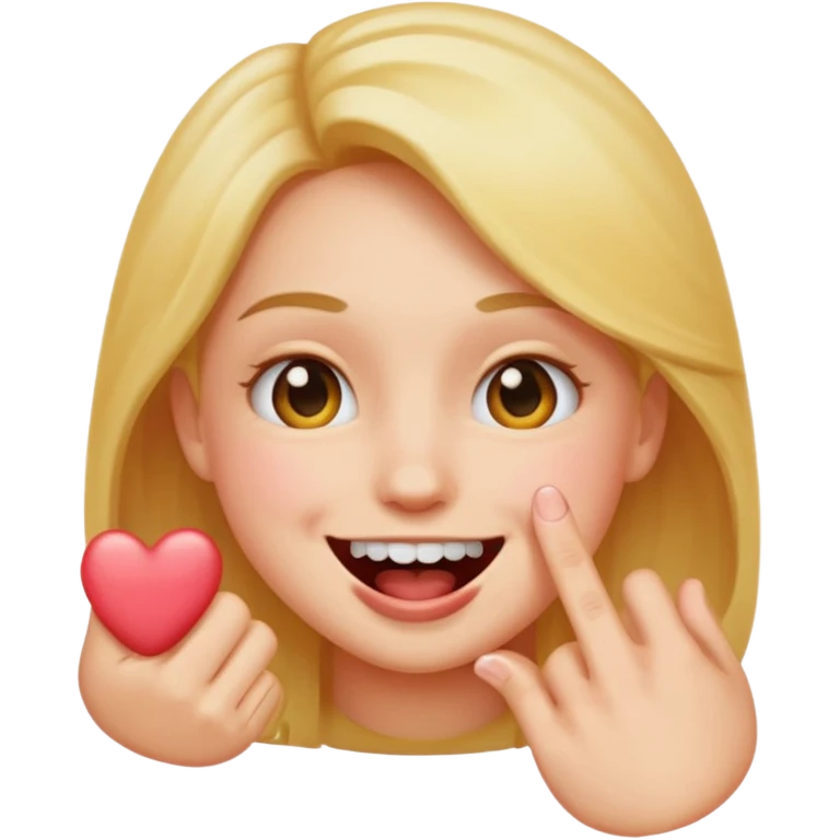 Create a blushing emoji face smiling while biting its finger in a flirty way emoji