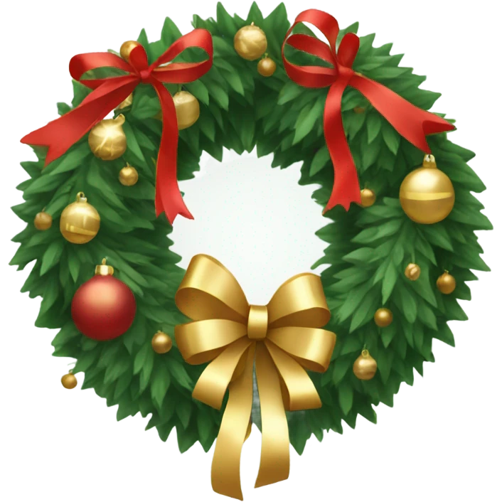 Christmas wreath with gold bow emoji