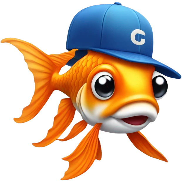 Goldfish with baseball hat emoji