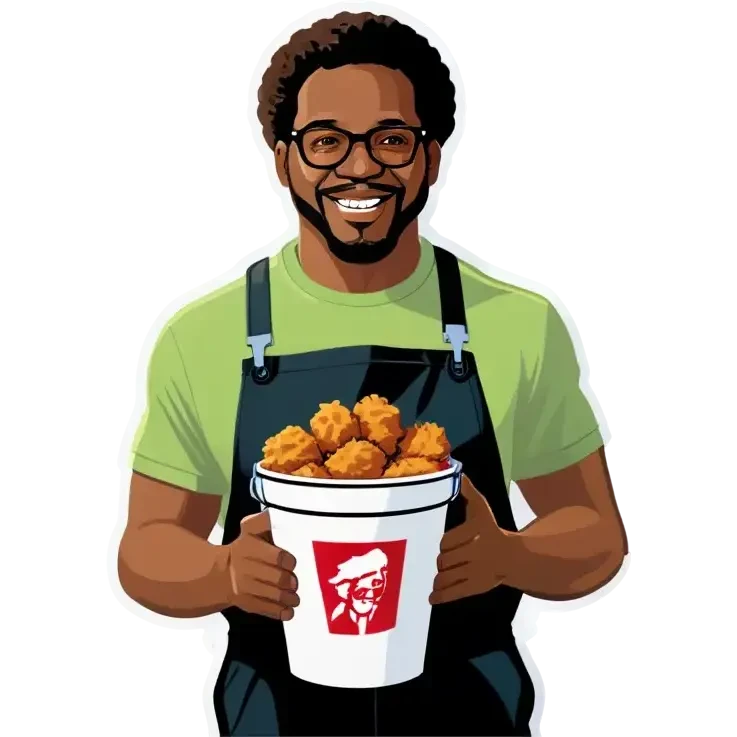 african american man holding kfc emoji