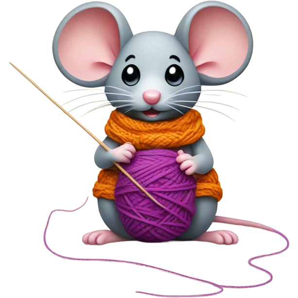 Cute mouse knitting  emoji