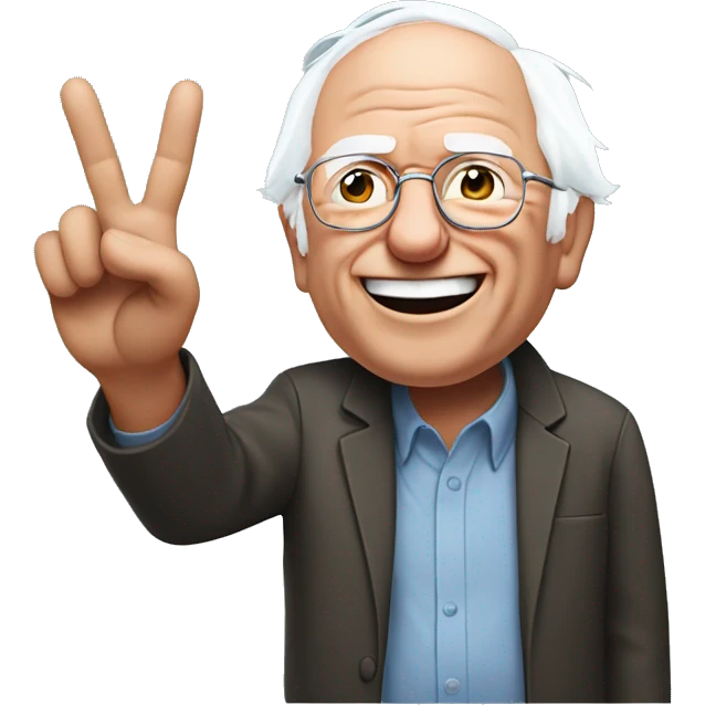 Bernie sanders giving peace sign emoji