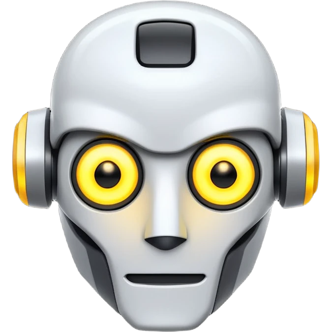 Prompt 13: "…how AI will change the job market."
Graphic: 🤖 Robot head icon (white) glowing yellow eyes.
Animation: Robot pulses with glow.
Background: Transparent.
 emoji
