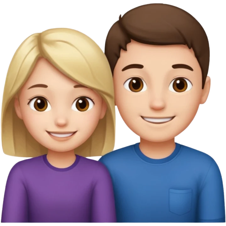 یک پسر و دختر که کنار هم نشسته اند emoji