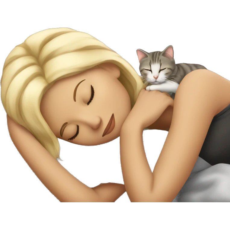 blonde sleeps with cat emoji