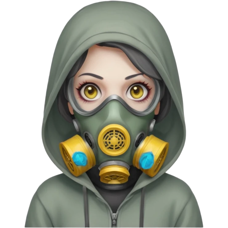 Zombie in gas masks woman hoodie emoji
