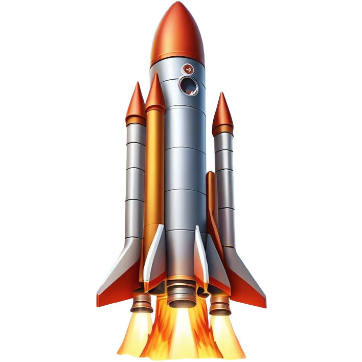  Cinematic Realistic Rocket Launch – A powerful, fiery scene of a massive rocket lifting off, its engines producing a bright, billowing inferno. The metallic body gleams in the sunlight, with intricate paneling and realistic textures bringing out its engineering marvel. Thick clouds of smoke and steam rise as it ascends into the sky. emoji