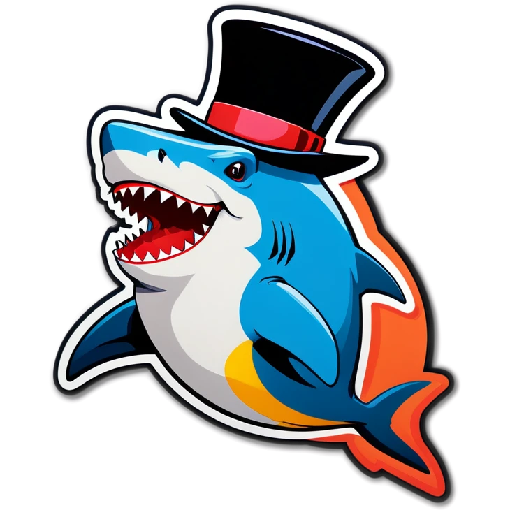 Shark with a top hat emoji