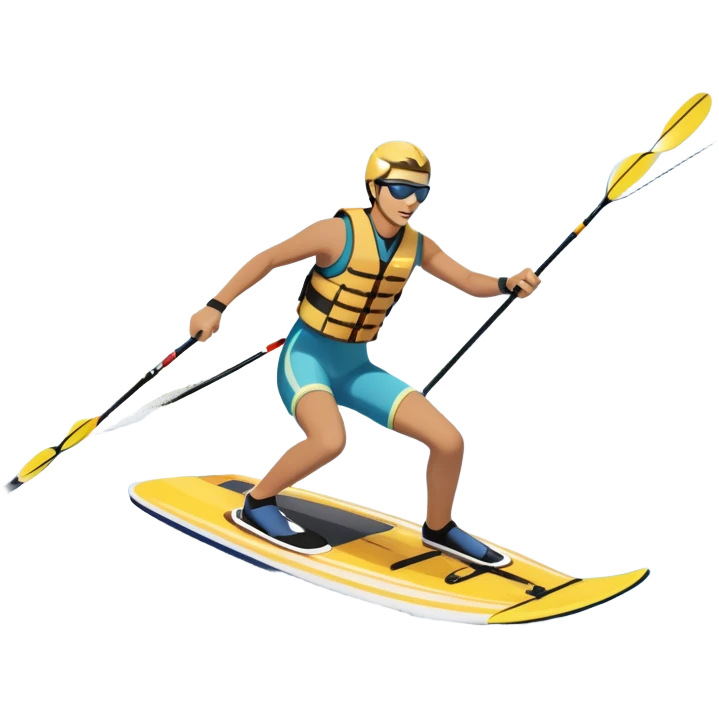 A humanless icon showing a pair of water skis skimming across the surface of a lake, with a skier in motion. The design includes a wake behind the skier, splashing water, and the sun reflecting on the water. Transparent background highlights the speed and thrill of water skiing. emoji