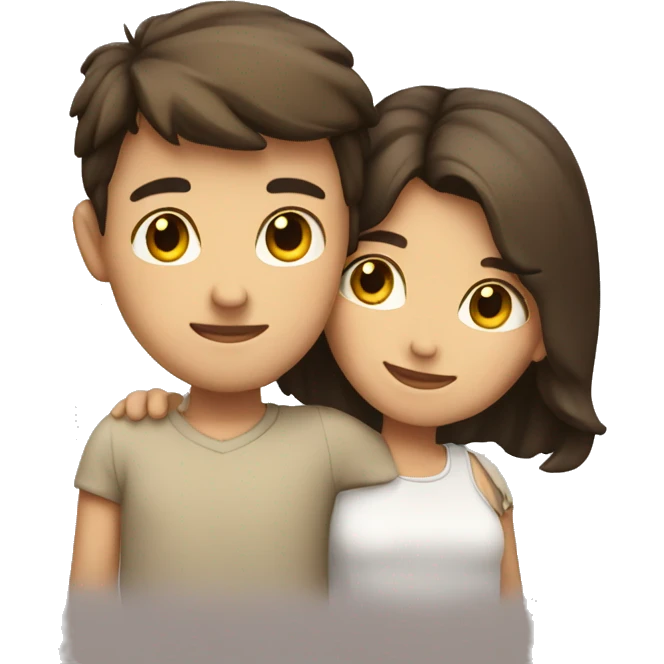 brunette emoji boy and girl hugging  emoji