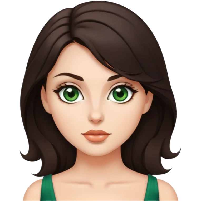 Шатенка с большими темно зелёными глазами и глубоким декольте emoji
