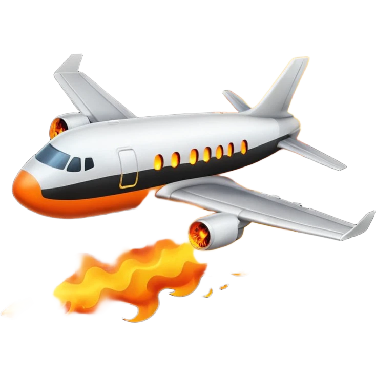 burning airplane emoji