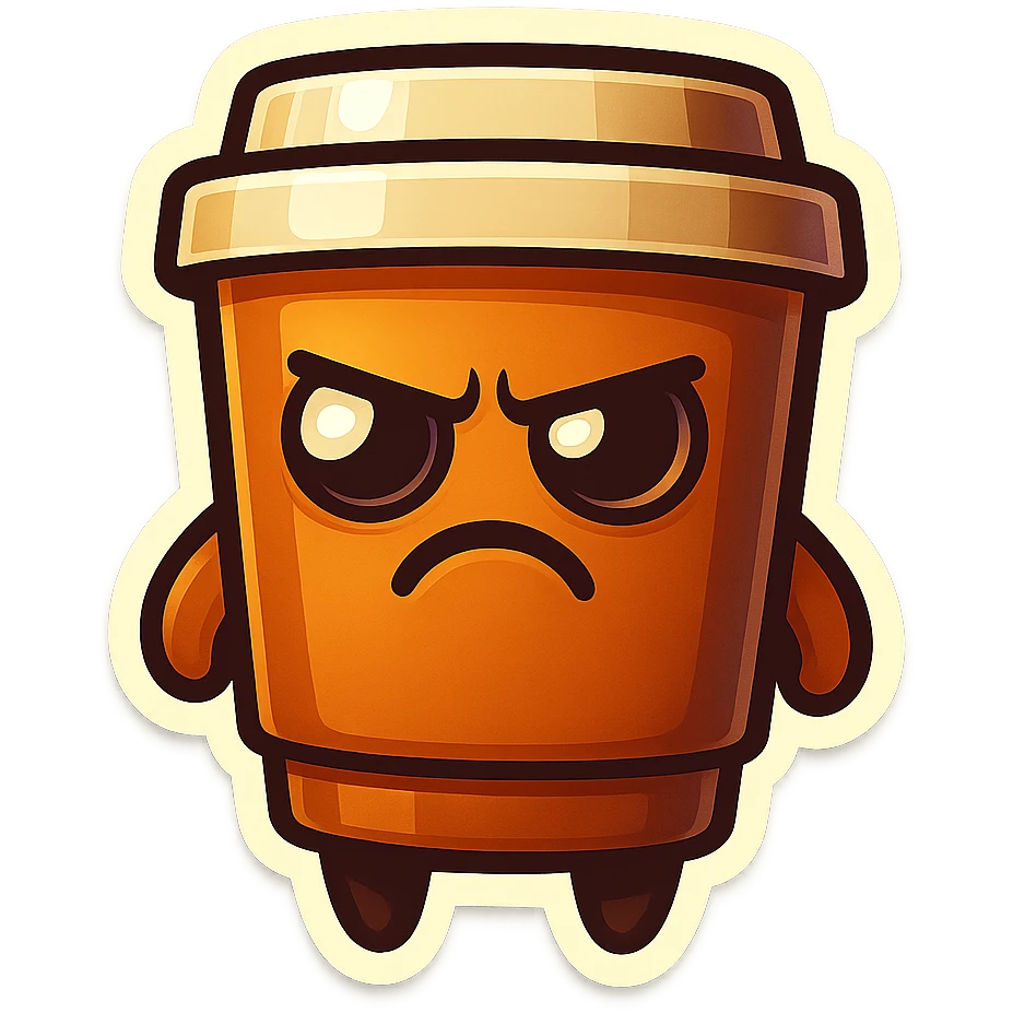 Tall coffee cup, annoyed, disturbed emoji