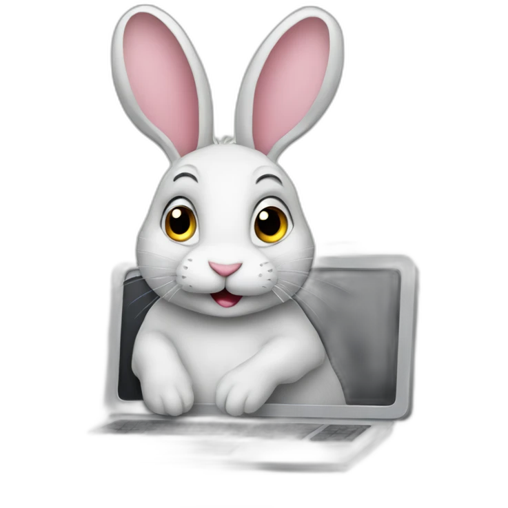 rabbit with computer emoji