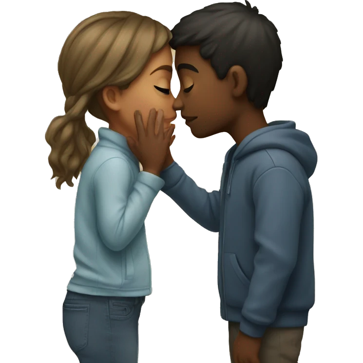 A boy and a girl kissing emoji