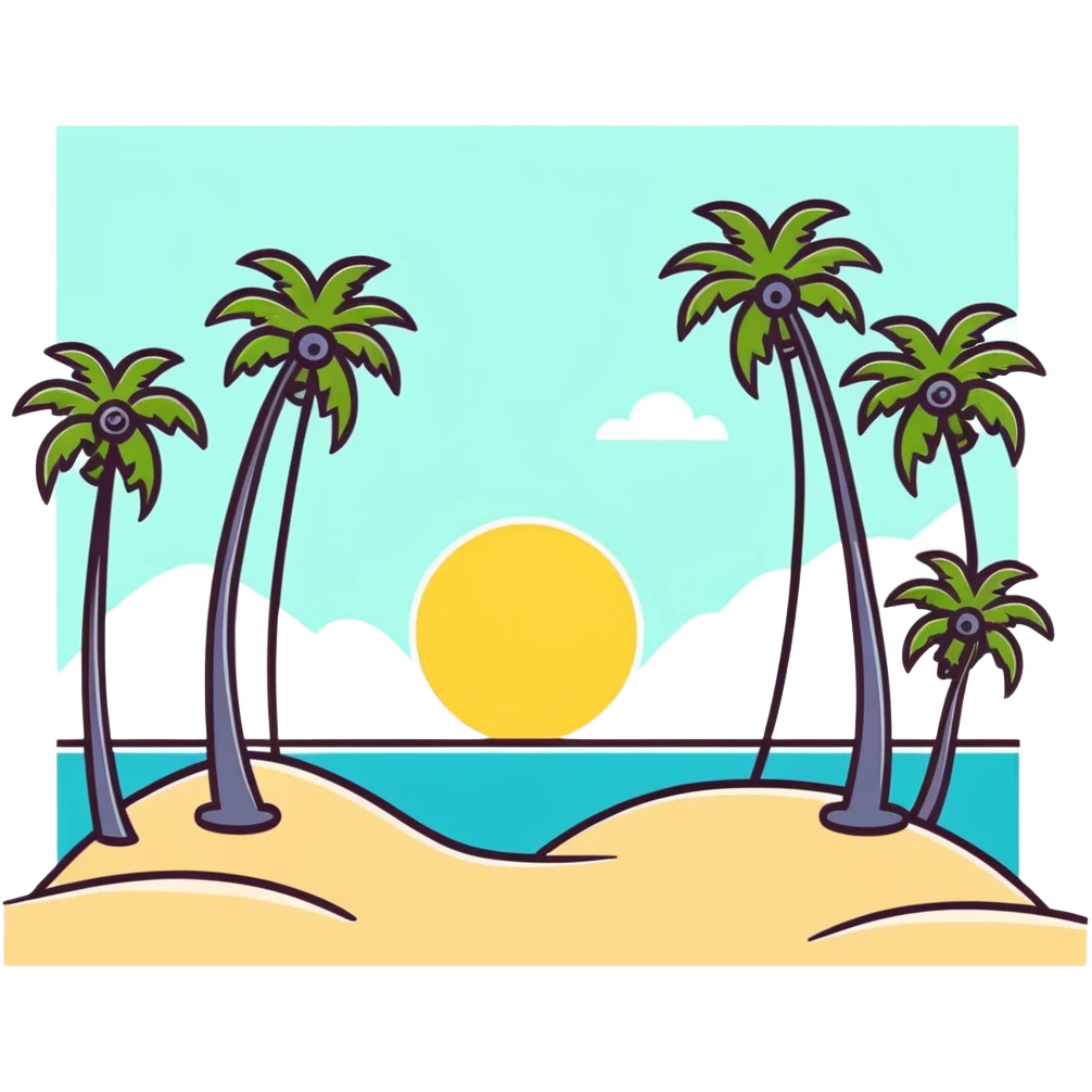 Palm trees and beach in Los Angeles emoji