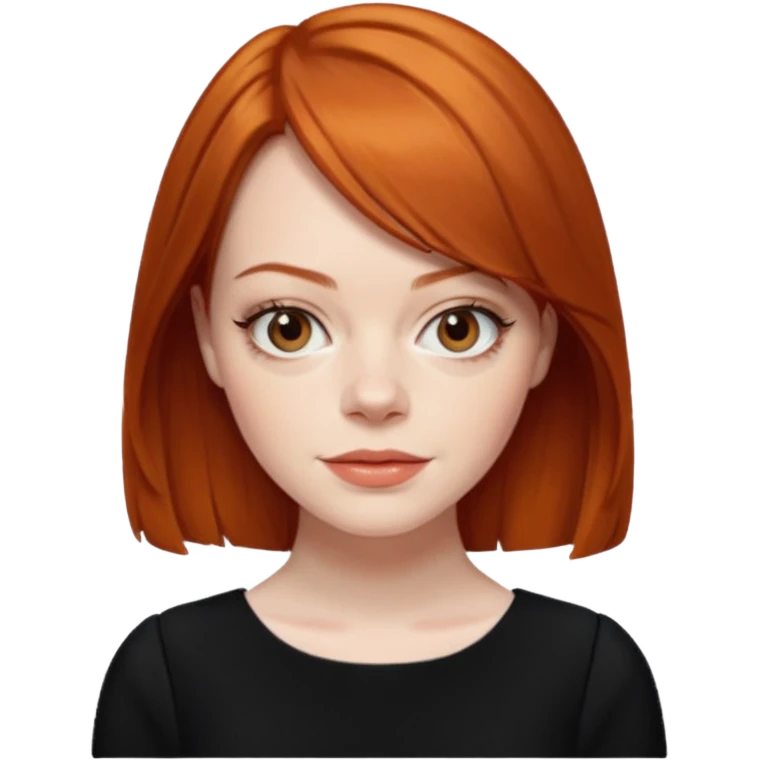 Emma Stone, orange brown hair, black dress emoji