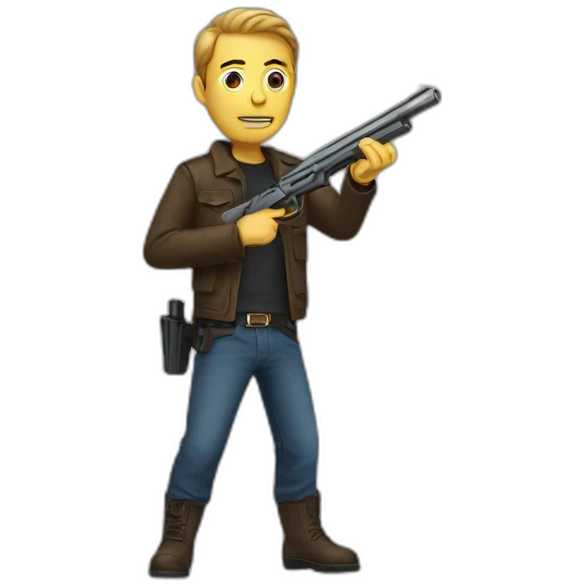 A man with a gun emoji