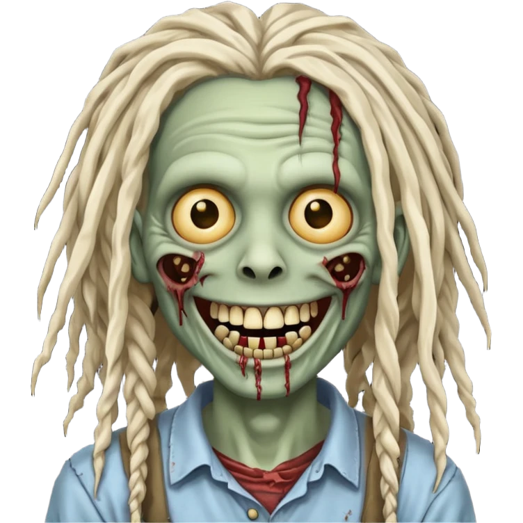zombie with dreads with braces smiling  emoji