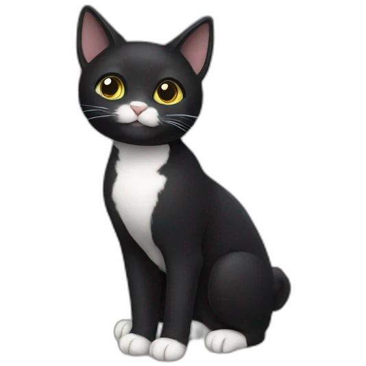 black cat with white neck emoji