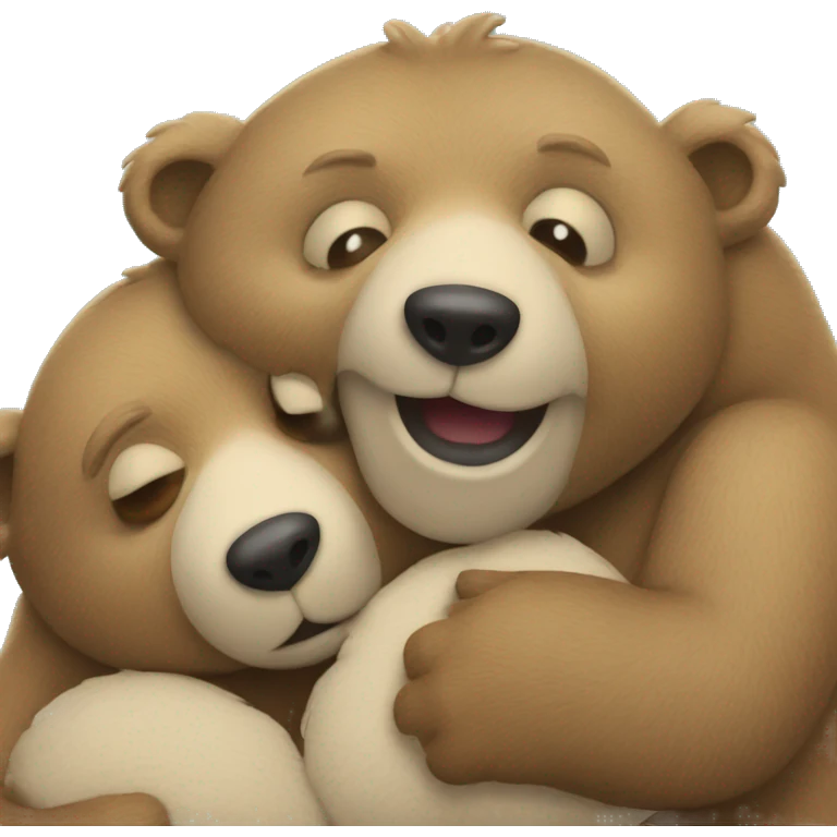 Two bears cuddling  emoji