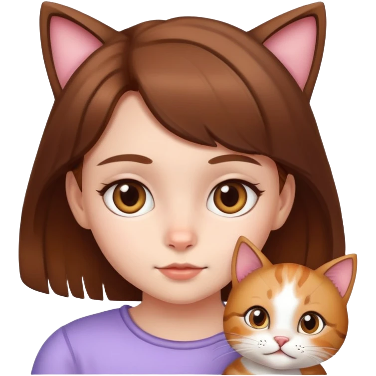 little girl with cat face emoji