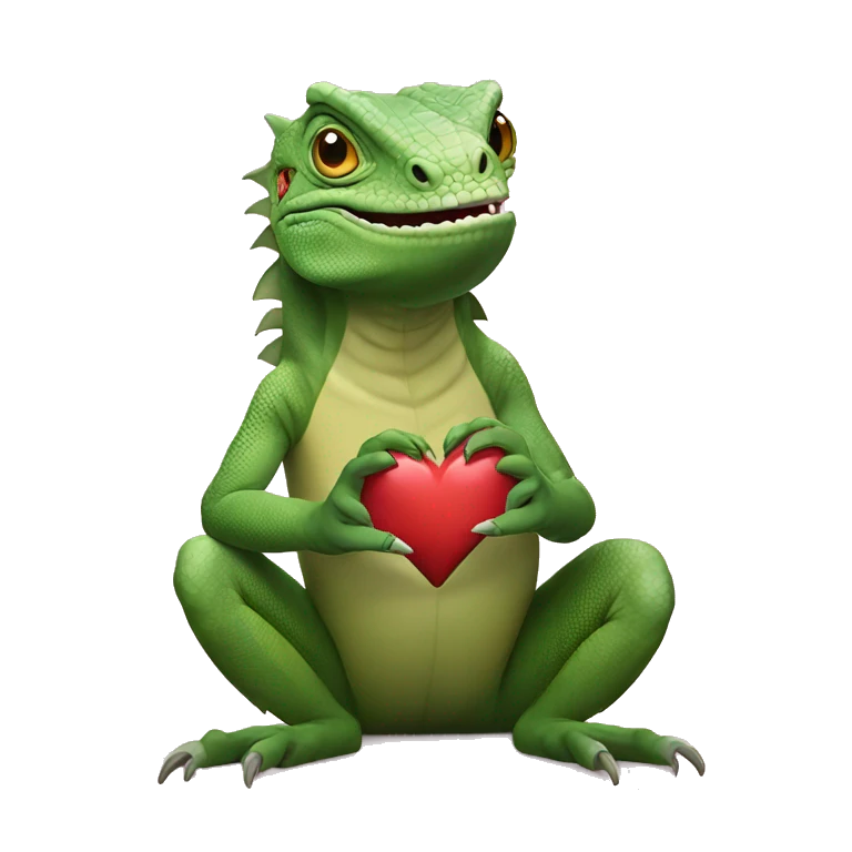 iguana making heart hands emoji