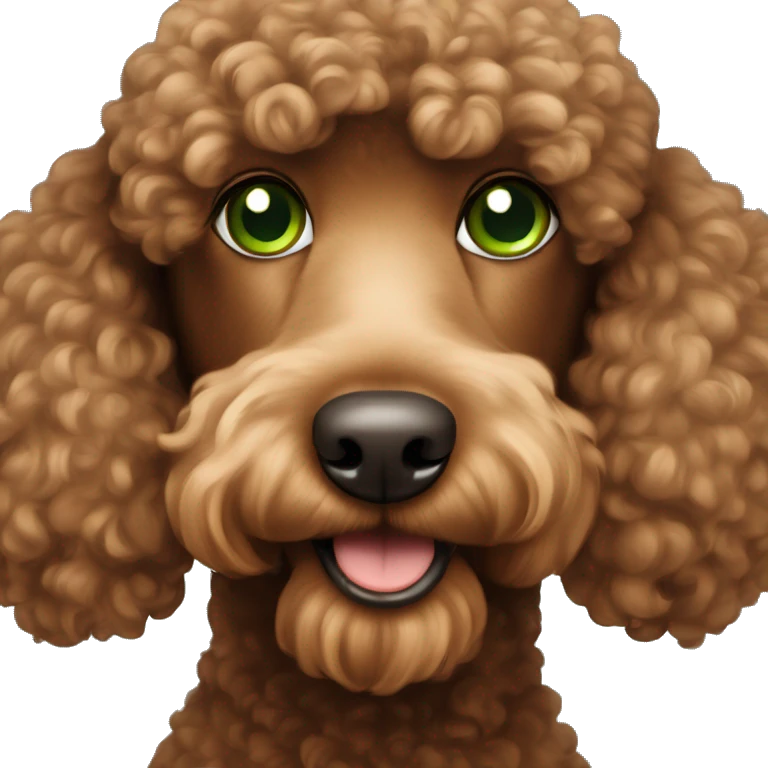 Brown Poodle with green eyes and brown nose  emoji