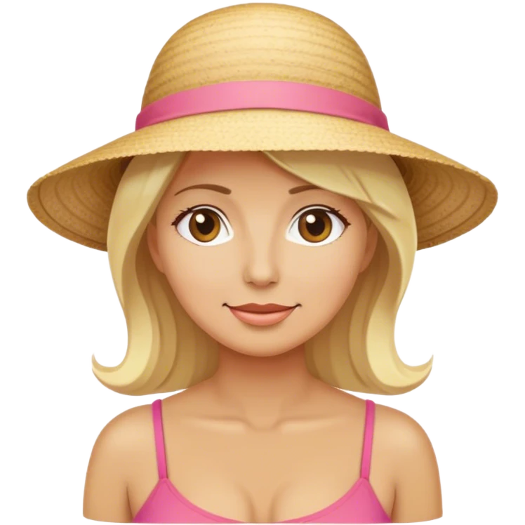 Silly, chubby, Blonde middle aged woman on beach emoji